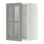 METOD навесной шкаф с полками/стекл дв белый/Будбин серый 40x38.9x60 cm