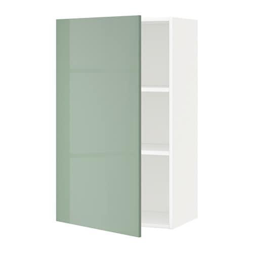 МЕТОД Шкаф навесной с полкой - белый, Калларп глянцевый светло-зеленый, 60x100 см
