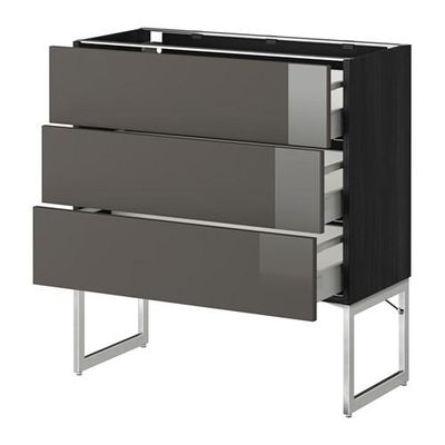 МЕТОД / МАКСИМЕРА Нплн шк 3 фрнт/3 средн ящика - 80x37x60 см, Рингульт глянцевый серый, под дерево черный МЕТОД / МАКСИМЕРА Нплн шк 3 фрнт/3 средн ящика - 80x37x60 см, Рингульт глянцевый серый, под дерево черный