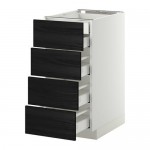 МЕТОД / МАКСИМЕРА Нплн шк 4фрнт/2нзк/3срд ящ - белый, Тингсрид под дерево черный, 40x60 см