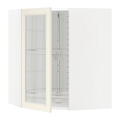 МЕТОД Углов навесн шк с врщ скц/сткл дв - 68x80 см, Хитарп белый с оттенком, белый