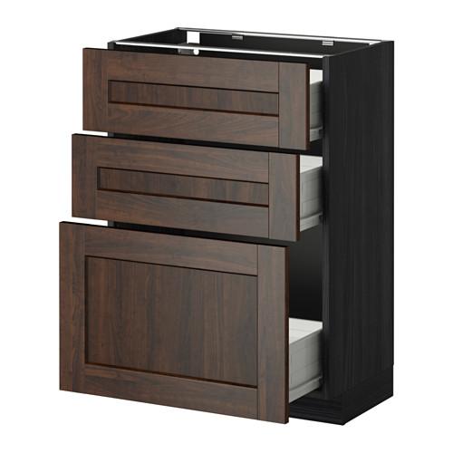 МЕТОД / ФОРВАРА Напольный шкаф с 3 ящиками - 60x37 см, Эдсерум под дерево коричневый, под дерево черный МЕТОД / ФОРВАРА Напольный шкаф с 3 ящиками - 60x37 см, Эдсерум под дерево коричневый, под дерево черный