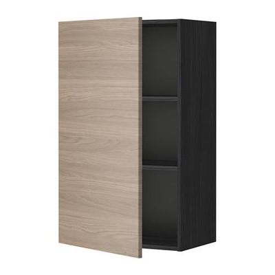 МЕТОД Шкаф навесной с полкой - 60x100 см, Брокхульт под грецкий орех светло-серый, под дерево черный