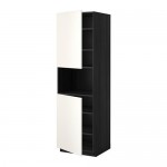 МЕТОД Выс шкаф д/СВЧ/2 дверцы/полки - под дерево черный, Веддинге белый, 60x60x200 см