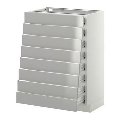 МЕТОД / ФОРВАРА Наполн шкаф 8 фронт/8 низк ящиков - белый, Гревста нержавеющ сталь, 60x37 см МЕТОД / ФОРВАРА Наполн шкаф 8 фронт/8 низк ящиков - белый, Гревста нержавеющ сталь, 60x37 см