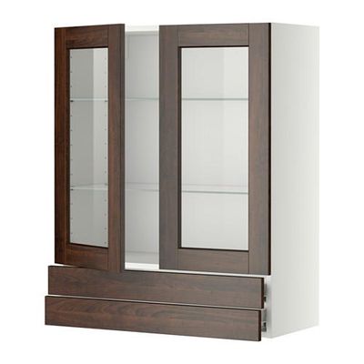 МЕТОД / ФОРВАРА Навесной шкаф/2 стек дв/2 ящика - 80x100 см, Эдсерум под дерево коричневый, белый МЕТОД / ФОРВАРА Навесной шкаф/2 стек дв/2 ящика - 80x100 см, Эдсерум под дерево коричневый, белый