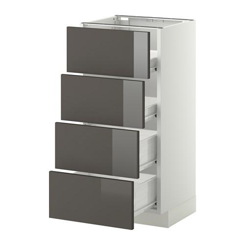 МЕТОД / ФОРВАРА Напольн шкаф 4 фронт панели/4 ящика - белый, Рингульт глянцевый серый, 40x37 см МЕТОД / ФОРВАРА Напольн шкаф 4 фронт панели/4 ящика - белый, Рингульт глянцевый серый, 40x37 см