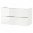 ГОДМОРГОН Шкаф для раковины с 2 ящ - глянцевый белый, 100x47x58 см
