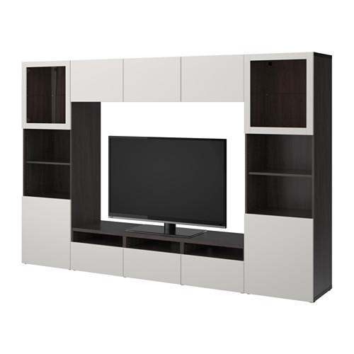 БЕСТО Шкаф для ТВ, комбин/стеклян дверцы - черно-коричневый Лаппвикен/Синдвик светло-серый прозрачное стекло, направляющие ящика,нажимные БЕСТО Шкаф для ТВ, комбин/стеклян дверцы - черно-коричневый Лаппвикен/Синдвик светло-серый прозрачное стекло, направляющие ящика,нажимные