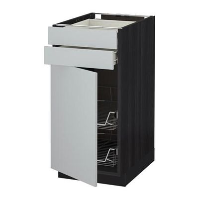 МЕТОД / ФОРВАРА Напольн шкаф/дверца/2ящ/првл крзн - 40x60 см, Веддинге серый, под дерево черный