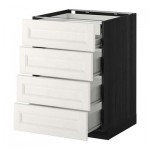 МЕТОД / ФОРВАРА Нплн шк 4фрнт/2нзк/3срд ящ - 60x60 см, Лаксарби белый, под дерево черный