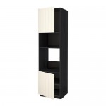 МЕТОД Выс шкаф д/духовки/СВЧ/2 дв/полки - под дерево черный, Хитарп белый с оттенком, 60x60x220 см МЕТОД Выс шкаф д/духовки/СВЧ/2 дв/полки - под дерево черный, Хитарп белый с оттенком, 60x60x220 см