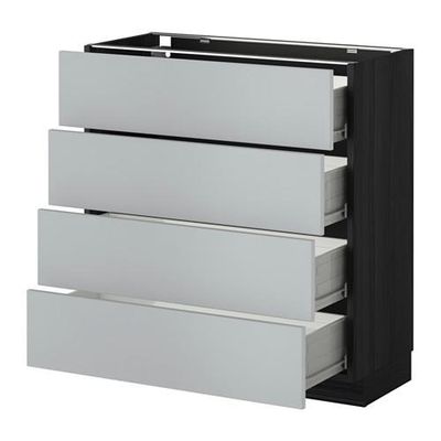 МЕТОД / ФОРВАРА Напольн шкаф 4 фронт панели/4 ящика - 80x37 см, Веддинге серый, под дерево черный МЕТОД / ФОРВАРА Напольн шкаф 4 фронт панели/4 ящика - 80x37 см, Веддинге серый, под дерево черный