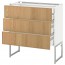 МЕТОД / МАКСИМЕРА Напольн шкаф 3фронт пнл/2низ/2ср ящ - белый, Экестад дуб, 80x37x60 см