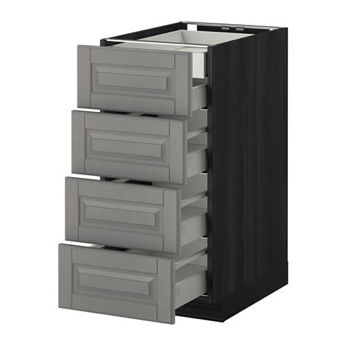 МЕТОД / МАКСИМЕРА Нплн шк 4фрнт/2нзк/3срд ящ - под дерево черный, Будбин серый, 40x60 см