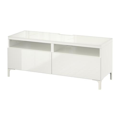 БЕСТО Тумба д/ТВ с ящиками - белый/Сельсвикен глянцевый/белый, направляющие ящика, плавно закр