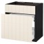 МЕТОД / МАКСИМЕРА Напольн шк п-мойку+3фрнт пнл/2ящ - под дерево черный, Хитарп белый с оттенком, 80x60 см