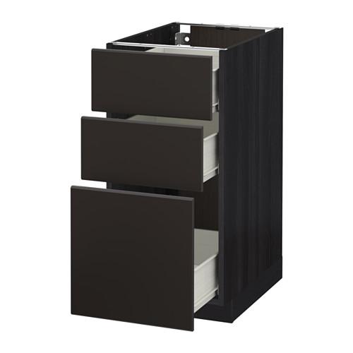 МЕТОД / ФОРВАРА Напольный шкаф с 3 ящиками - под дерево черный, Кунгсбакка антрацит, 40x60 см