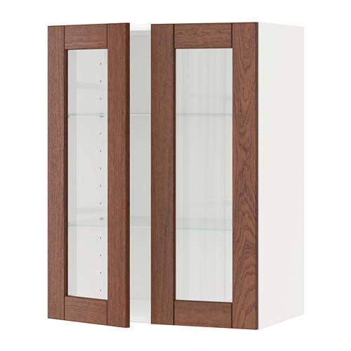 МЕТОД Навесной шкаф с полками/2 стекл дв - белый, Филипстад коричневый, 60x80 см МЕТОД Навесной шкаф с полками/2 стекл дв - белый, Филипстад коричневый, 60x80 см