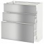 МЕТОД / МАКСИМЕРА Напольный шкаф с 3 ящиками - белый, Гревста нержавеющ сталь, 80x37 см
