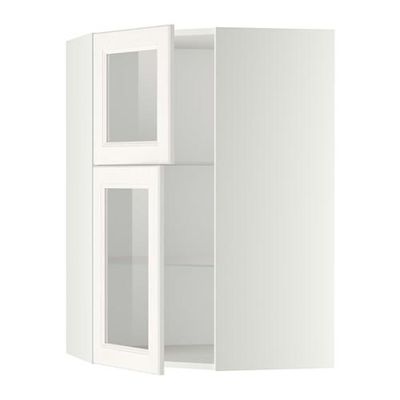 МЕТОД Углов навесной шкаф+полки/2 сткл дв - белый, Лаксарби белый