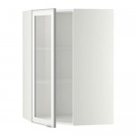 МЕТОД Углов навесн шк с полками/сткл дв - белый, Ютис матовое стекло/алюминий, 68x100 см МЕТОД Углов навесн шк с полками/сткл дв - белый, Ютис матовое стекло/алюминий, 68x100 см