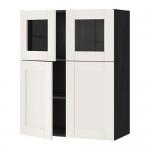 МЕТОД Навесной шкаф/полки/2дв/2стек дв - под дерево черный, Сэведаль белый МЕТОД Навесной шкаф/полки/2дв/2стек дв - под дерево черный, Сэведаль белый