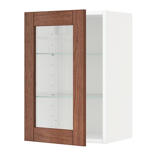 МЕТОД Навесной шкаф с полками/стекл дв - белый, Филипстад коричневый, 40x60 см