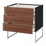 МЕТОД / МАКСИМЕРА Напольн шкаф 3фронт пнл/2низ/2ср ящ - под дерево черный, Филипстад коричневый, 80x60x60 см МЕТОД / МАКСИМЕРА Напольн шкаф 3фронт пнл/2низ/2ср ящ - под дерево черный, Филипстад коричневый, 80x60x60 см
