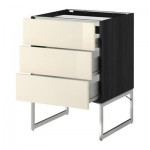 МЕТОД / ФОРВАРА Напольн шкаф/3фронт пнл/3ящика - 60x60x60 см, Рингульт глянцевый кремовый, под дерево черный МЕТОД / ФОРВАРА Напольн шкаф/3фронт пнл/3ящика - 60x60x60 см, Рингульт глянцевый кремовый, под дерево черный