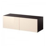 БЕСТО Стеллаж с дверьми - черно-коричневый/Тофта глянцевый/кремовый БЕСТО Стеллаж с дверьми - черно-коричневый/Тофта глянцевый/кремовый