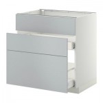 МЕТОД / МАКСИМЕРА Напольн шк п-мойку+3фрнт пнл/2ящ - 80x60 см, Веддинге серый, белый