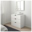 НОРДЛИ Комод с 3 ящиками - белый