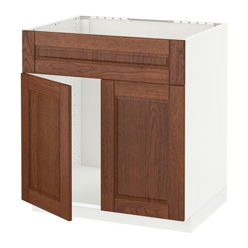 МЕТОД Напольн шкаф п-мойку 2 двр/фрн пнл - белый, Филипстад коричневый