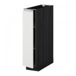 МЕТОД Напольный шкаф с полками - 20x60 см, Нодста белый/алюминий, под дерево черный