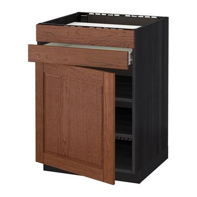 МЕТОД / ФОРВАРА Нап шк д/вар панели/дв/2фасада/1ящ - Филипстад коричневый, под дерево черный