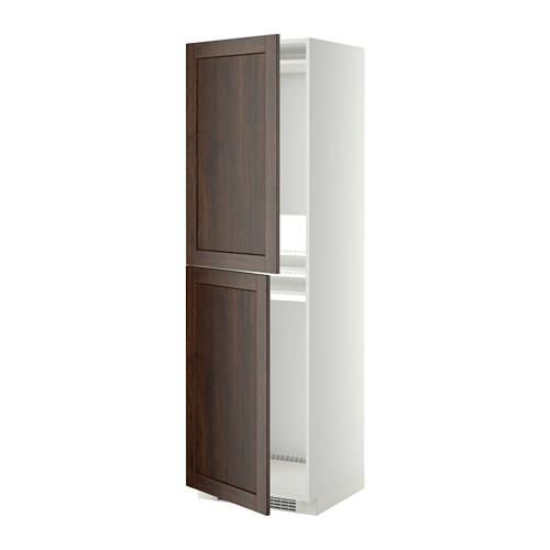 МЕТОД Высок шкаф д холодильн/мороз - белый, Эдсерум под дерево коричневый, 60x60x200 см