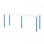 ЛИННМОН / АДИЛЬС Стол - белый/синий