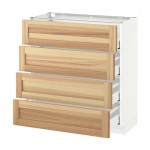 МЕТОД / МАКСИМЕРА Напольн шкаф 4 фронт панели/4 ящика - белый, Торхэмн естественный ясень, 80x37 см МЕТОД / МАКСИМЕРА Напольн шкаф 4 фронт панели/4 ящика - белый, Торхэмн естественный ясень, 80x37 см