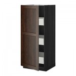 МЕТОД / МАКСИМЕРА Высокий шкаф с ящиками - 60x60x140 см, Эдсерум под дерево коричневый, под дерево черный МЕТОД / МАКСИМЕРА Высокий шкаф с ящиками - 60x60x140 см, Эдсерум под дерево коричневый, под дерево черный