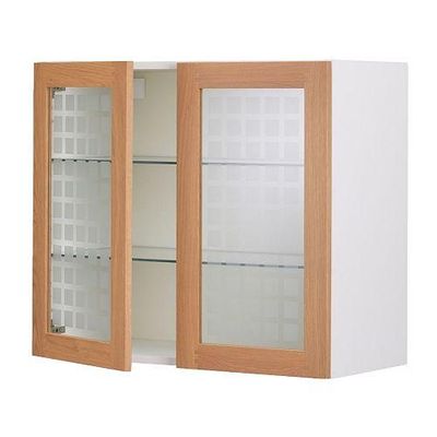 ФАКТУМ Навесной шкаф с 2 стеклянн дверями - Тидахольм дуб, 80x70 см