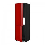 МЕТОД Выс шкаф д/холодильн или морозильн - 60x60x200 см, Рингульт глянцевый красный, под дерево черный