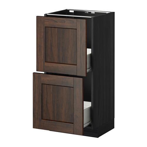 МЕТОД / ФОРВАРА Наполн шк 2 фрнт/2 средн ящ - под дерево черный, Эдсерум под дерево коричневый, 40x37 см