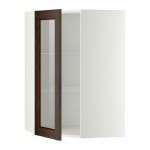 МЕТОД Углов навесн шк с полками/сткл дв - белый, Эдсерум под дерево коричневый, 68x100 см МЕТОД Углов навесн шк с полками/сткл дв - белый, Эдсерум под дерево коричневый, 68x100 см