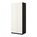 ПАКС Гардероб 2-дверный - Пакс Бергсбу белый, черно-коричневый, 100x60x236 см, плавно закрывающиеся петли ПАКС Гардероб 2-дверный - Пакс Бергсбу белый, черно-коричневый, 100x60x236 см, плавно закрывающиеся петли