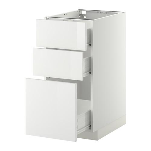 МЕТОД / ФОРВАРА Нплн шк 3 фрнт/3 средн ящика - белый, Рингульт глянцевый белый, 40x60 см