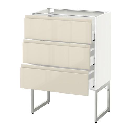 МЕТОД / МАКСИМЕРА Нплн шк 3 фрнт/3 средн ящика - белый, Воксторп глянцевый светло-бежевый, 60x37x60 см МЕТОД / МАКСИМЕРА Нплн шк 3 фрнт/3 средн ящика - белый, Воксторп глянцевый светло-бежевый, 60x37x60 см