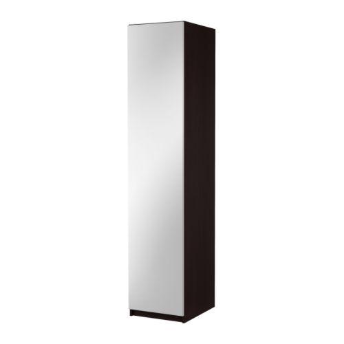 PAX гардероб с 1 дверью черно-коричневый/Викедаль зеркальное стекло 49.8x60.2x236.4 cm