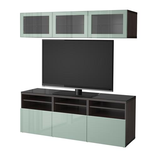 БЕСТО Шкаф для ТВ, комбин/стеклян дверцы - черно-коричневый Сельсвикен/глянцевый/серо-зеленый светлый прозрачное стекло, направляющие ящика, плавно закр БЕСТО Шкаф для ТВ, комбин/стеклян дверцы - черно-коричневый Сельсвикен/глянцевый/серо-зеленый светлый прозрачное стекло, направляющие ящика, плавно закр