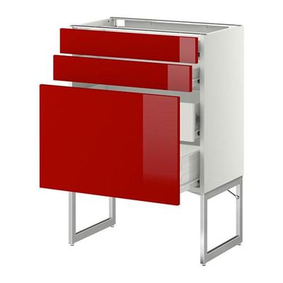 МЕТОД / ФОРВАРА Напольн шкаф 3фронт пнл/2низ/2ср ящ - 60x37x60 см, Рингульт глянцевый красный, белый МЕТОД / ФОРВАРА Напольн шкаф 3фронт пнл/2низ/2ср ящ - 60x37x60 см, Рингульт глянцевый красный, белый